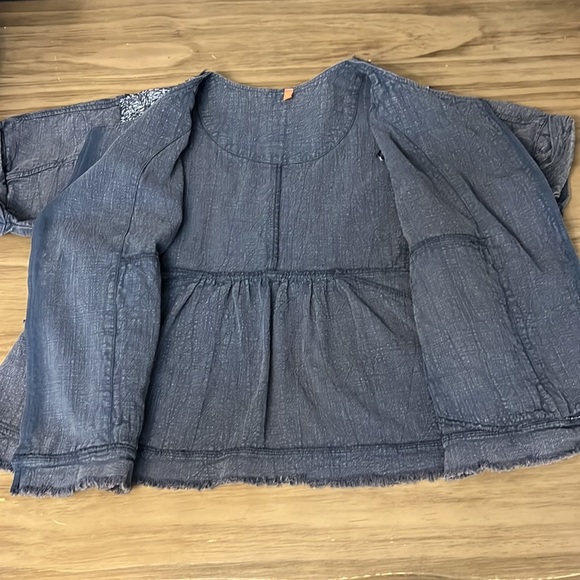 ANTHROPOLOGIE BLUE COTTON KIMONO ORIGAMI STYLE TOP XS - Picture 9 of 16